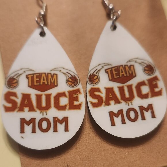 Team Sauce Mom Teardrop Earrings - Picture 1 of 3